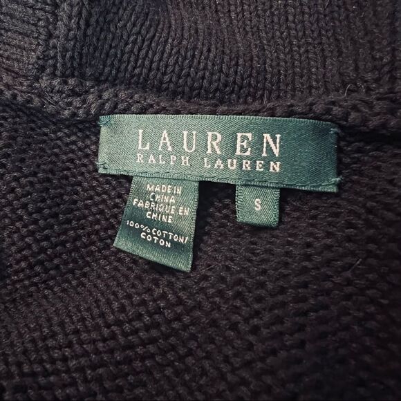 Lauren Ralph Lauren Oversized Sleeveless Black & Gray Cardigan Sweater size S - Picture 8 of 9